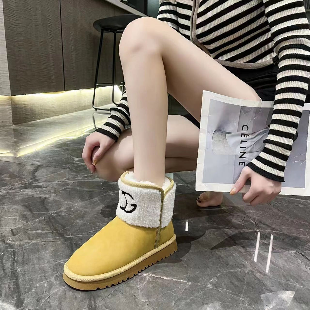 Warm Thickened Letter Lamb Wool Short Boots 0823112312