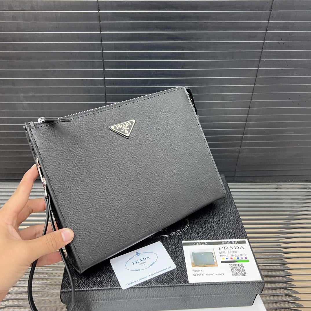 P triangle logo clutch bag clip bag men's bag 0724101414
