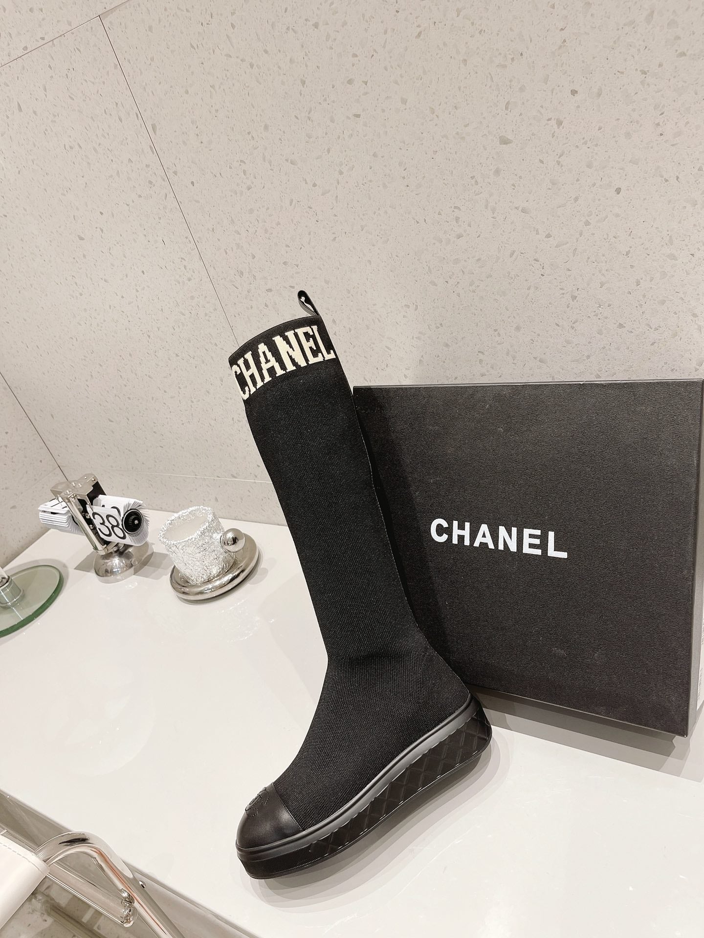 23 New CL classic letter embroidered stretch boots XC0423101303