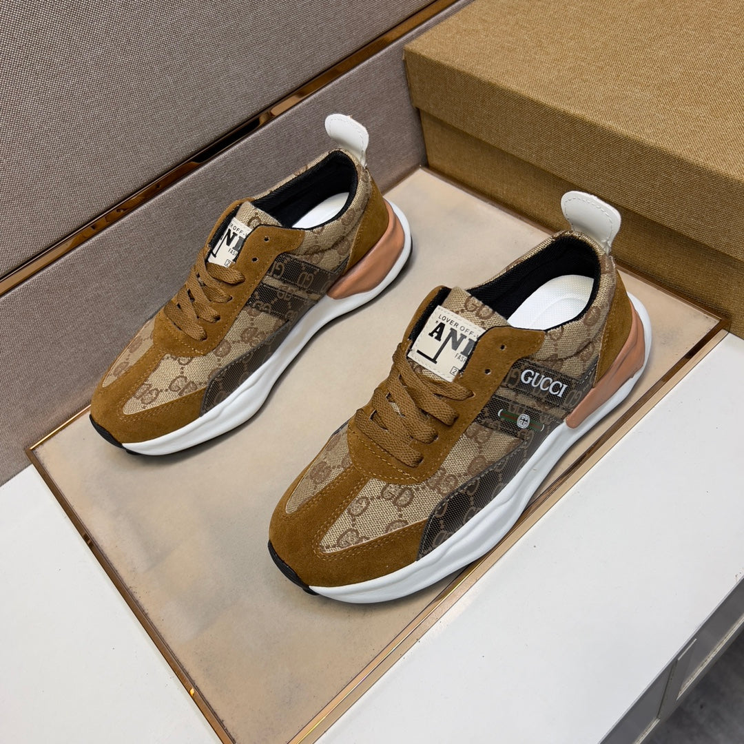 SUEDE CANVAS-PANEL SNEAKERS