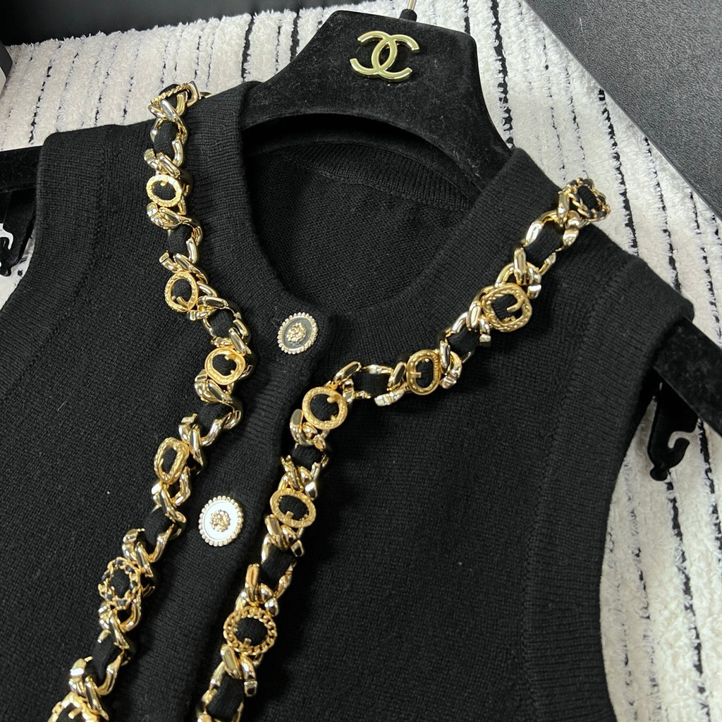 chain knitted vest 0724080604
