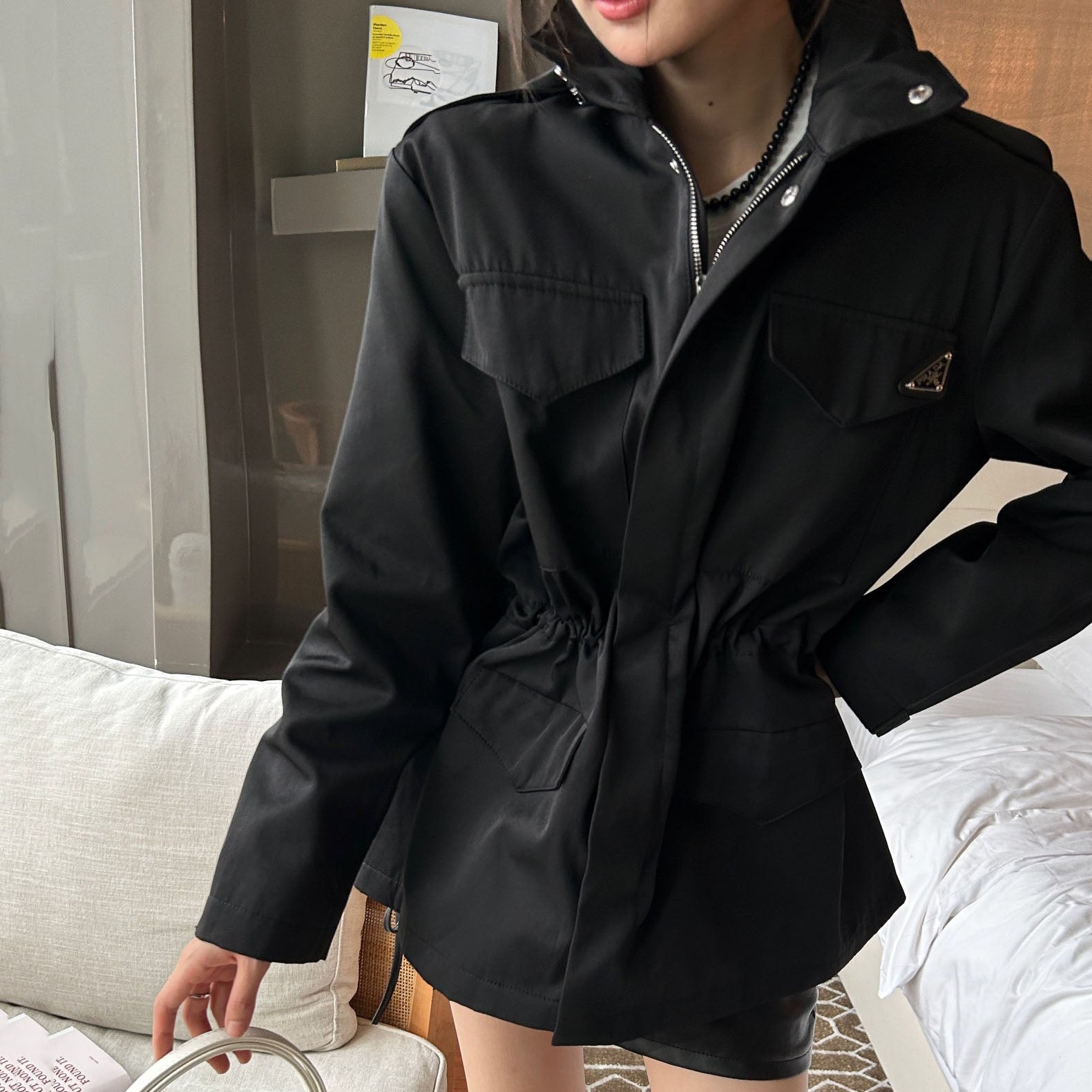 PR waisted hooded jacket 1824091813