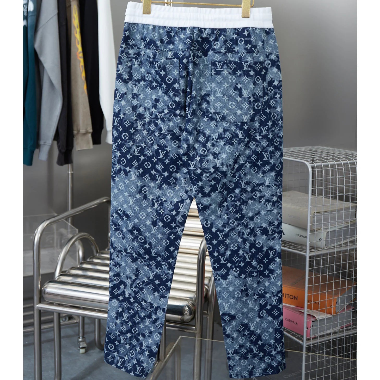 Men's and women's splicing jacquard jeans 1025020806