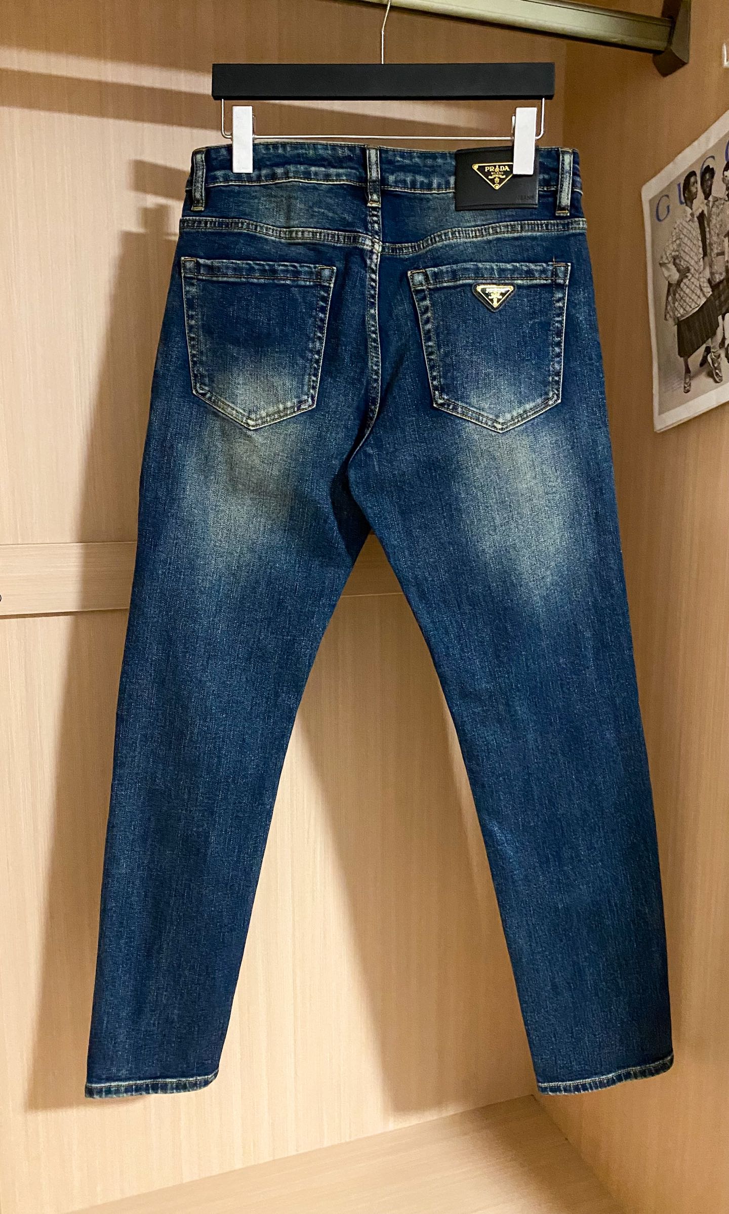 P Embossed Letters Straight Leg Skinny Jeans 0725051905