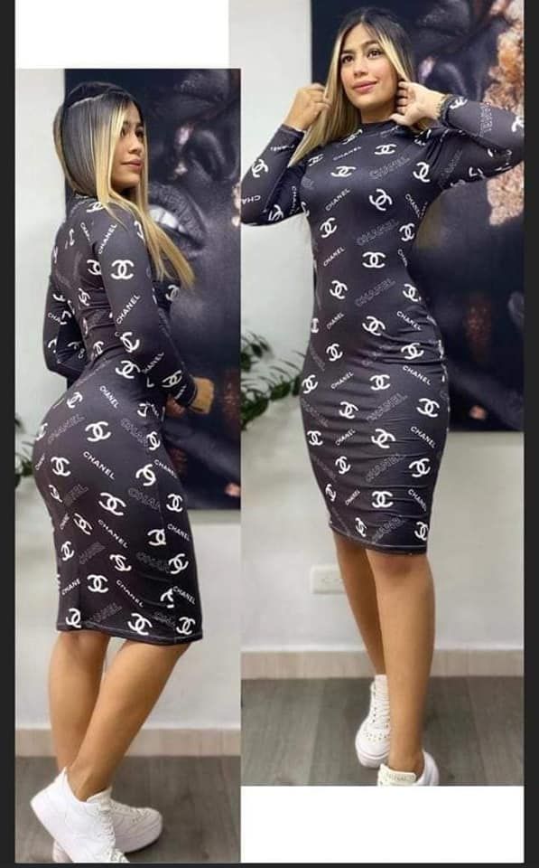 Sexy printed slim fit hip-huing dress XC0823110101