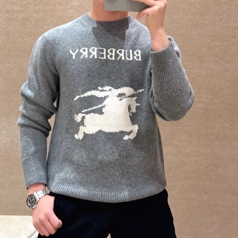 New Fashion Men's Knight Graphic Crew Neck Sweater  DM1326092112