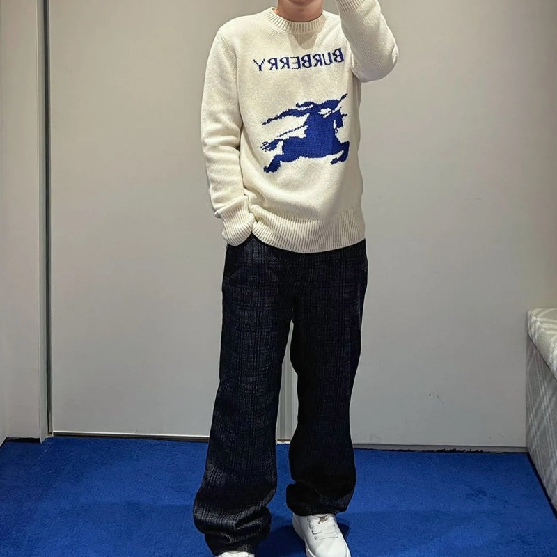 New Fashion Men's Knight Graphic Crew Neck Sweater  DM1326092112