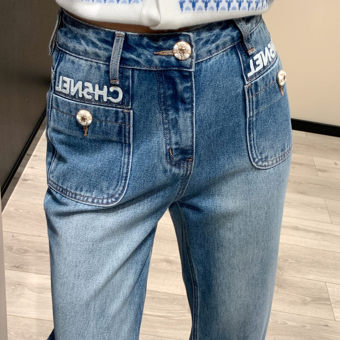 New Fashion Women's Embroidered Wide Leg Jeans CQQ1326102013