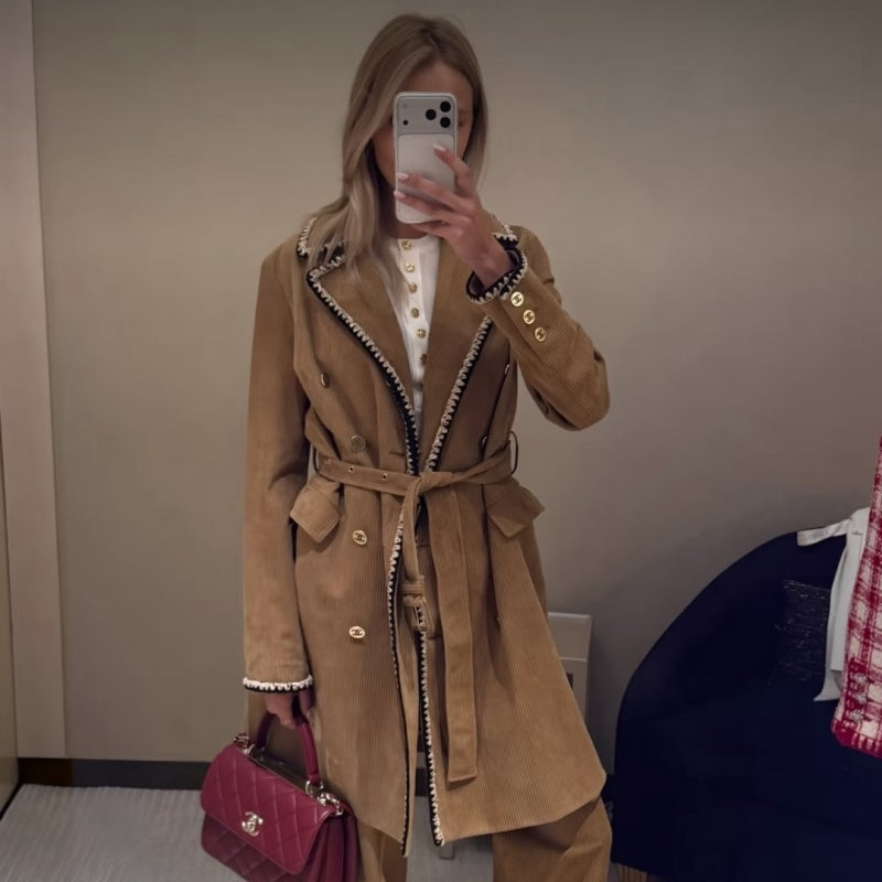 New Fashion Women's CC Corduroy Trench Coat DM1326101024