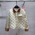 New Fashion Women's Contrast Collar Diamond Quilted Jacket CQQ1326102011