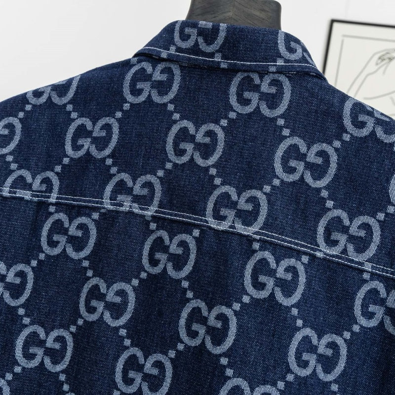 New Fashion Unisex GG Printed Denim Long Sleeve Shirt TZ1326091101