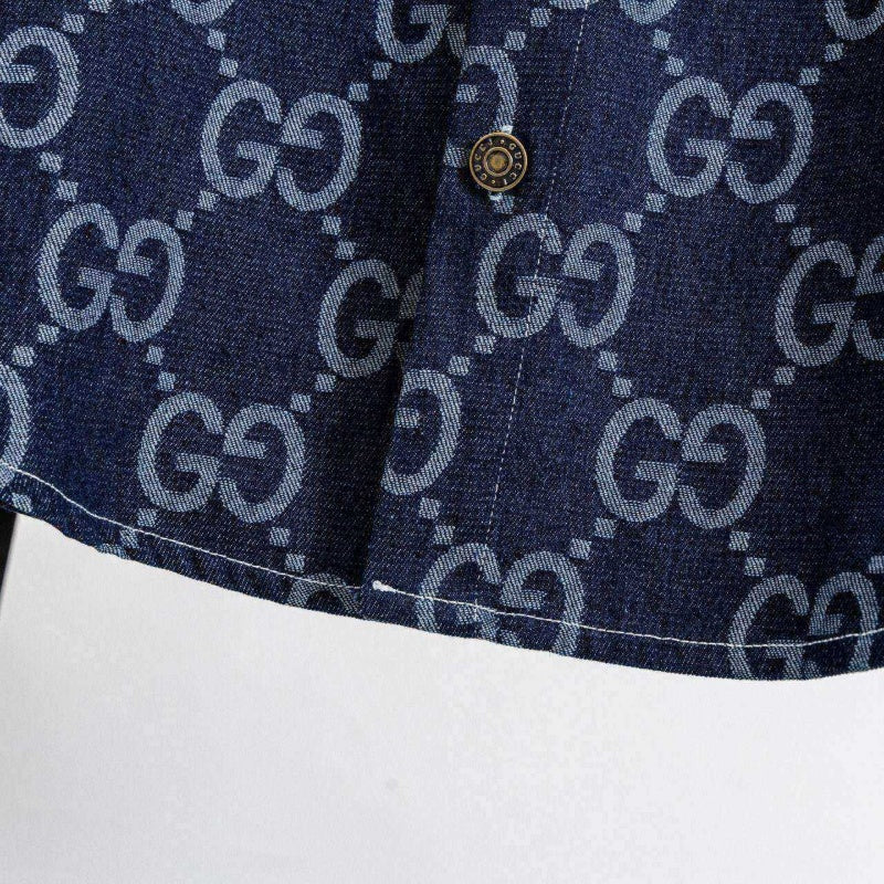 New Fashion Unisex GG Printed Denim Long Sleeve Shirt TZ1326091101