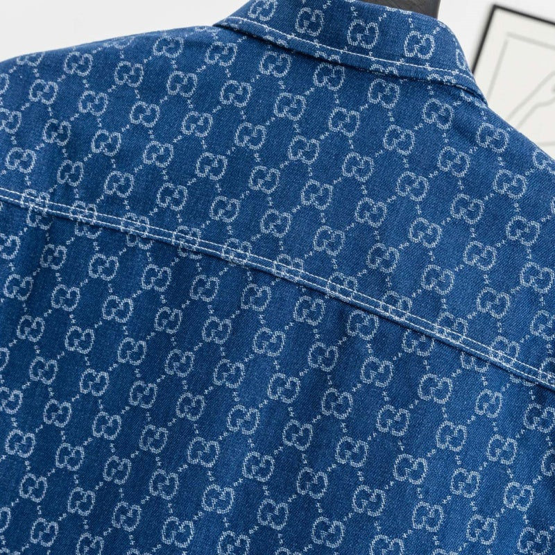 New Fashion Unisex GG Monogram Denim Long Sleeve Shirt TZ1326091102