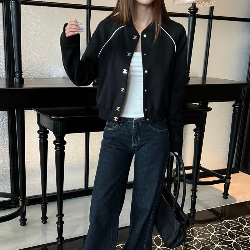 New Fashion Women's Cropped Baseball Jacket TZ1326091105
