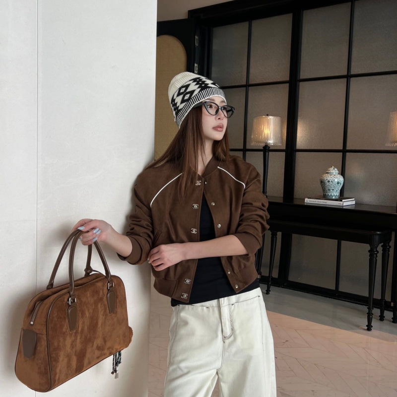 New Fashion Women's Cropped Baseball Jacket TZ1326091105