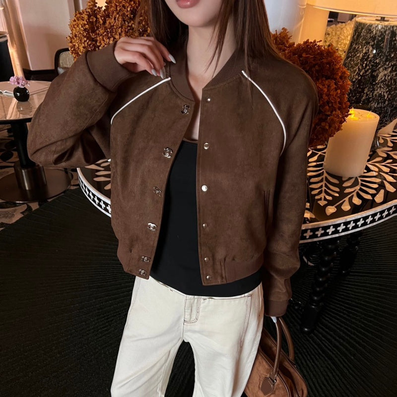 New Fashion Women's Cropped Baseball Jacket TZ1326091105