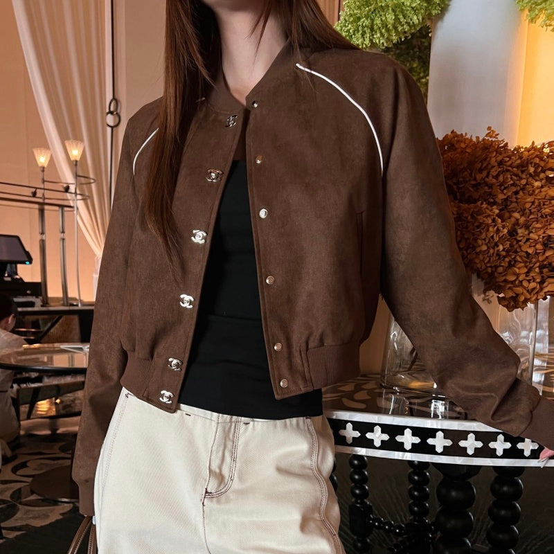 New Fashion Women's Cropped Baseball Jacket TZ1326091105