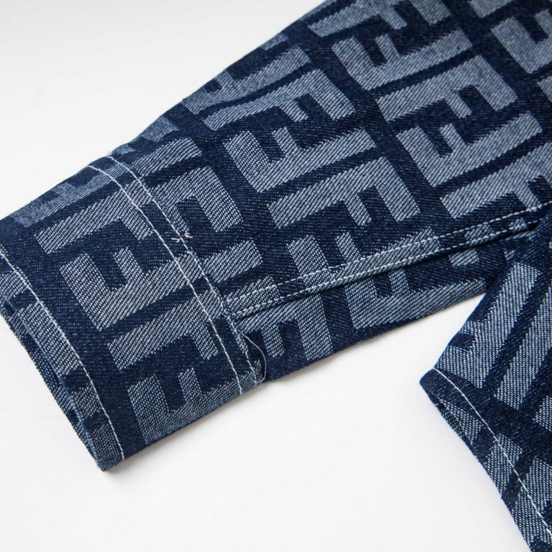 New Fashion Unisex FF Monogram Denim Long Sleeve Shirt TZ1326091103