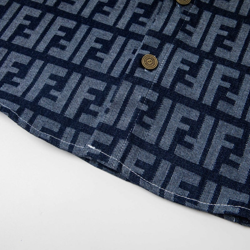 New Fashion Unisex FF Monogram Denim Long Sleeve Shirt TZ1326091103