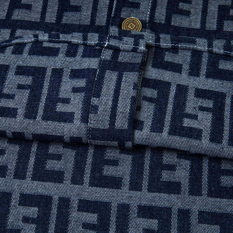 New Fashion Unisex FF Monogram Denim Long Sleeve Shirt TZ1326091103