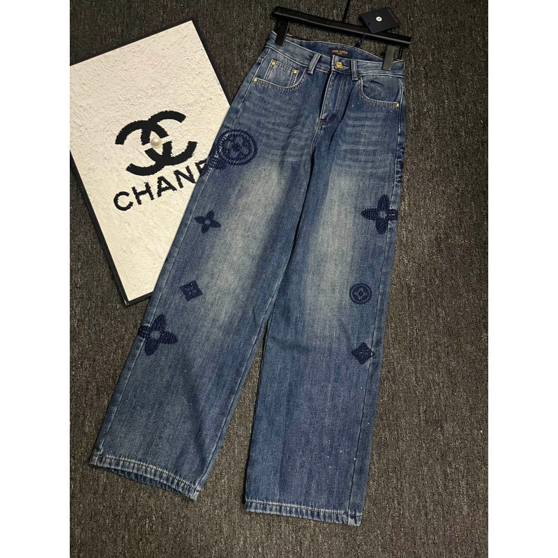 L New Fashion Women's Rhinestone Denim Jeans TZ1326091108