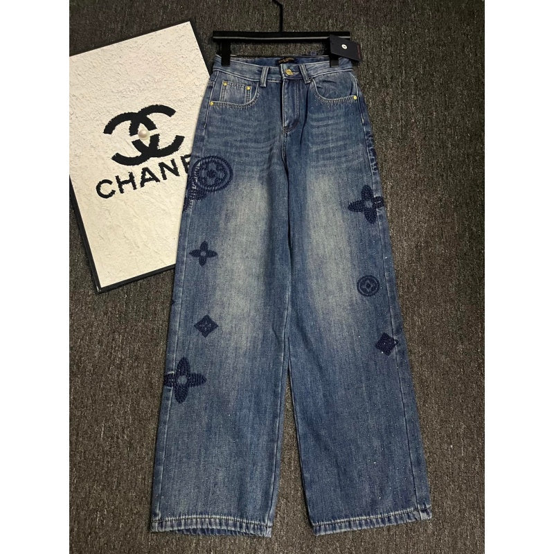 L New Fashion Women's Rhinestone Denim Jeans TZ1326091108