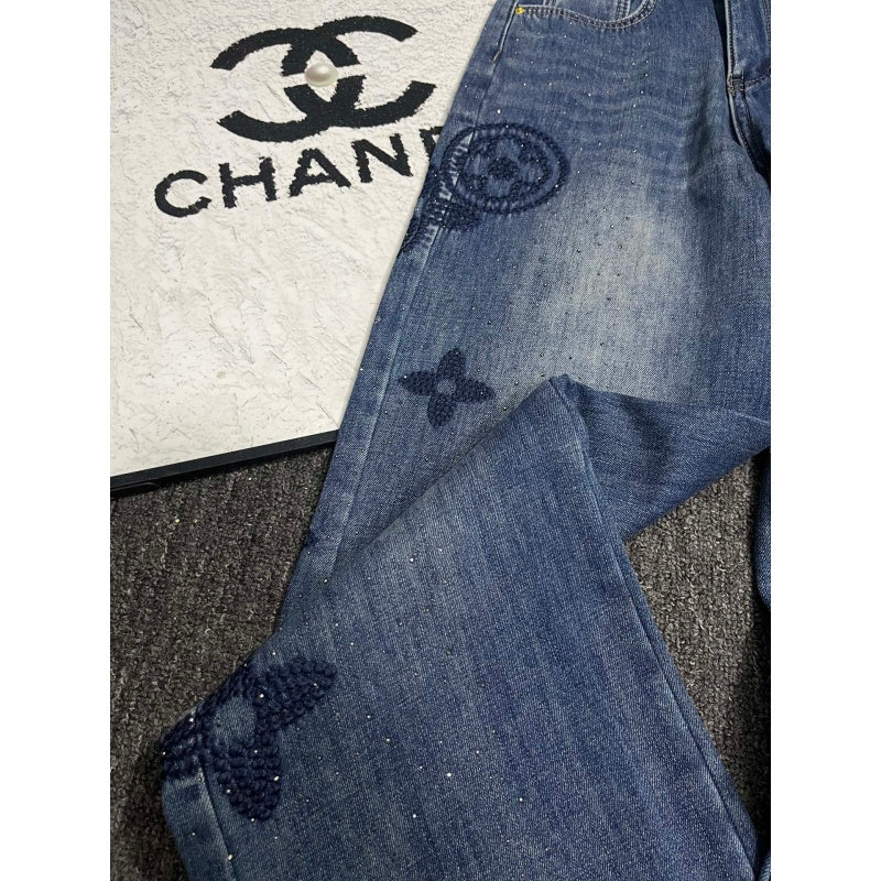 L New Fashion Women's Rhinestone Denim Jeans TZ1326091108