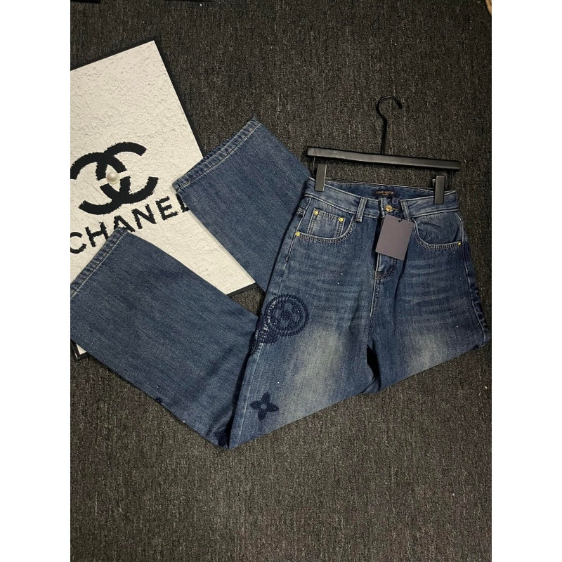 L New Fashion Women's Rhinestone Denim Jeans TZ1326091108