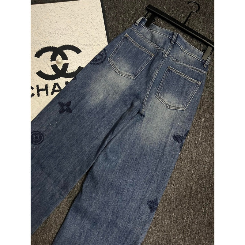 L New Fashion Women's Rhinestone Denim Jeans TZ1326091108