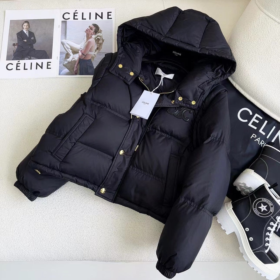 New Women Detachable Sleeve Puffer Cotton Jacket TZ1326091115