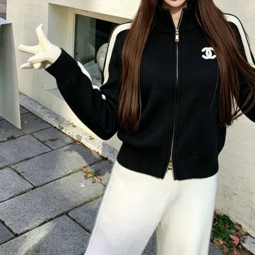 New Fashion Women CC Zip Knit Cardigan XC1326091122