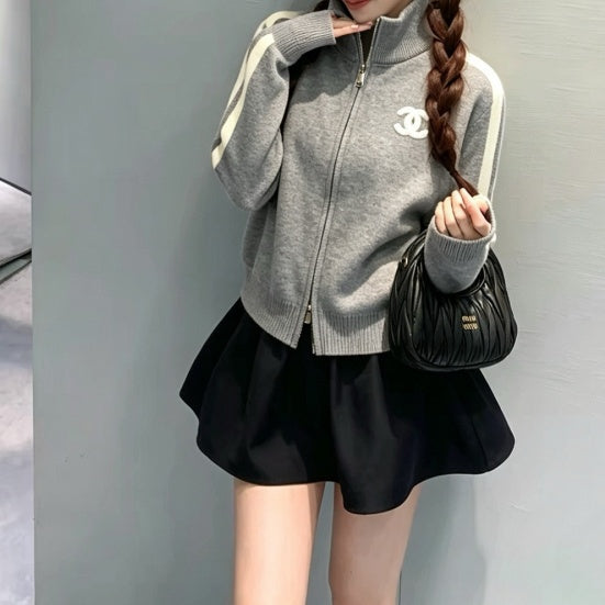 New Fashion Women CC Zip Knit Cardigan XC1326091122