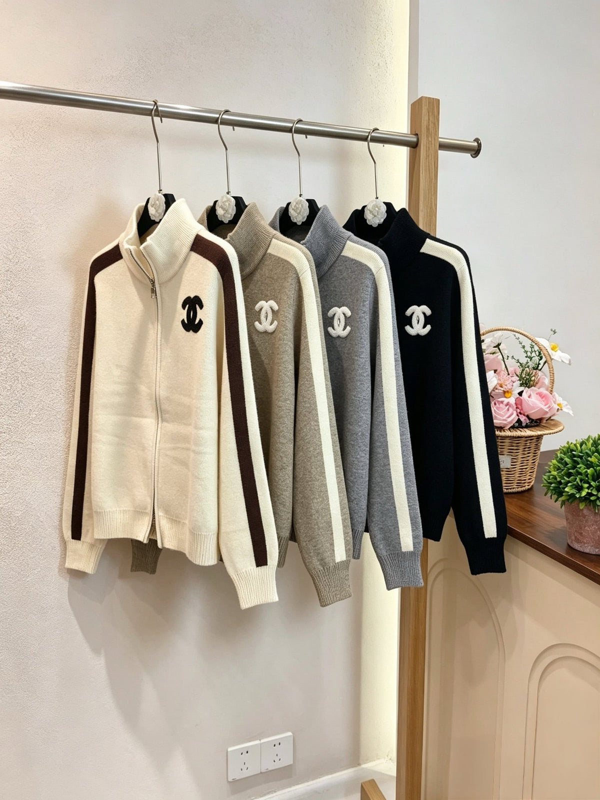 New Fashion Women CC Zip Knit Cardigan XC1326091122