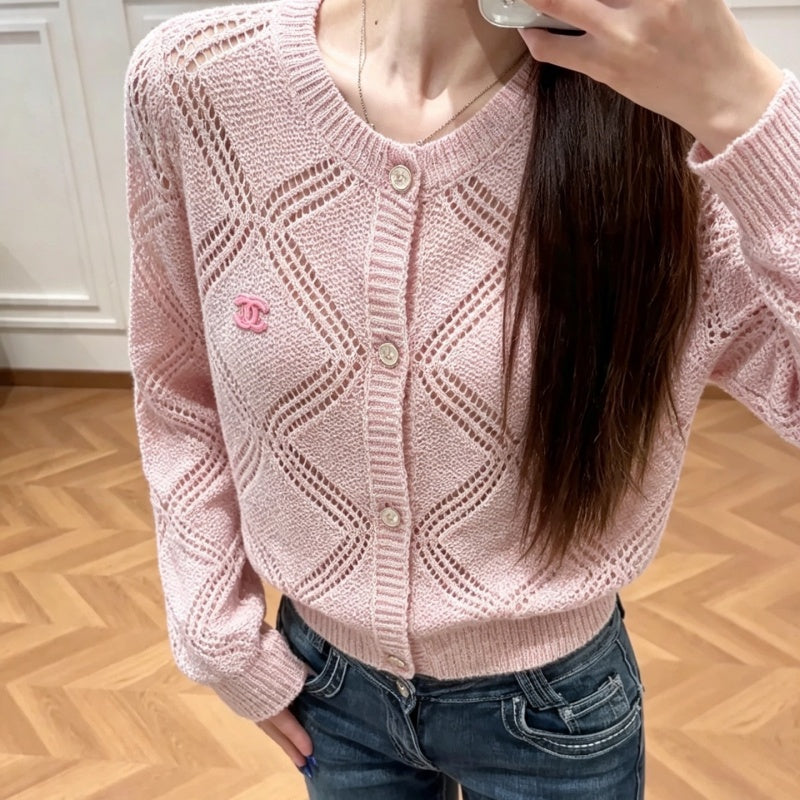 New Fashion Women Hollow Diamond Knit Cardigan XC1326091123