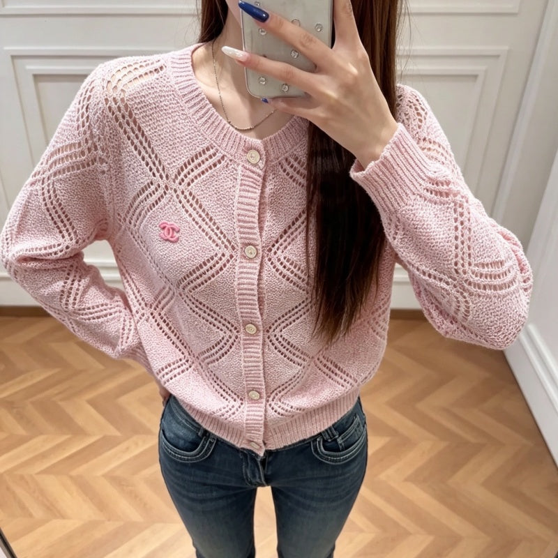 New Fashion Women Hollow Diamond Knit Cardigan XC1326091123