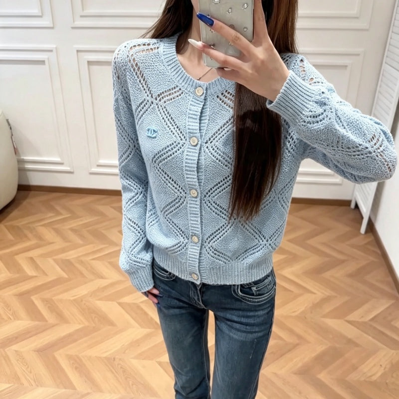 New Fashion Women Hollow Diamond Knit Cardigan XC1326091123