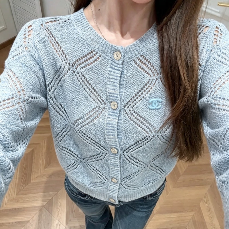 New Fashion Women Hollow Diamond Knit Cardigan XC1326091123