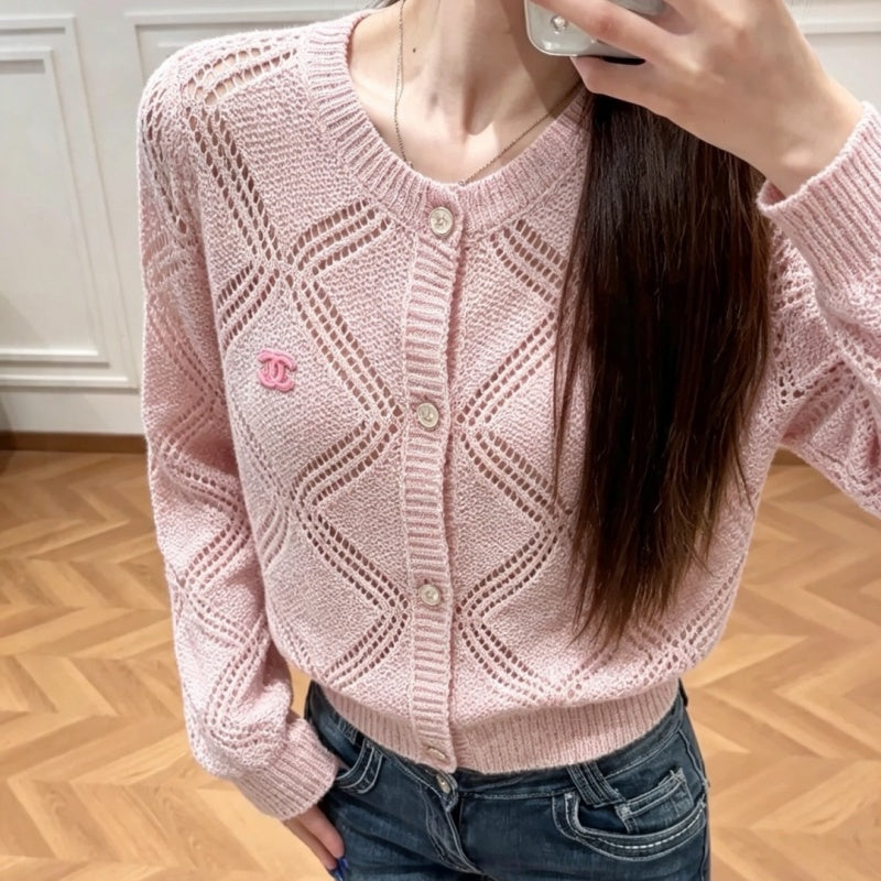 New Fashion Women Hollow Diamond Knit Cardigan XC1326091123