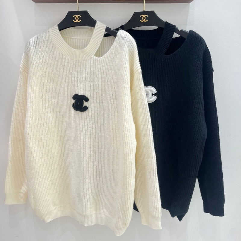 New Fashion Women CC Cutout Shoulder Knit Sweater XC1326091124