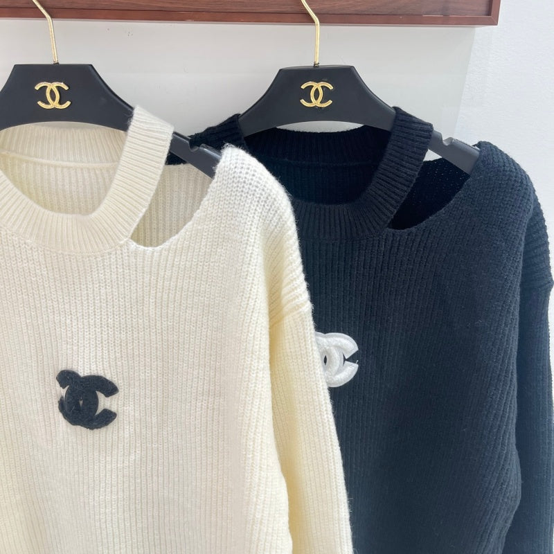 New Fashion Women CC Cutout Shoulder Knit Sweater XC1326091124