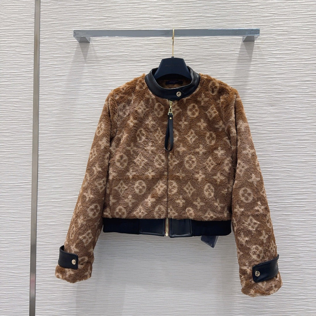 New Fashion Women Monogram Fleece Cropped Jacket XC1326091126