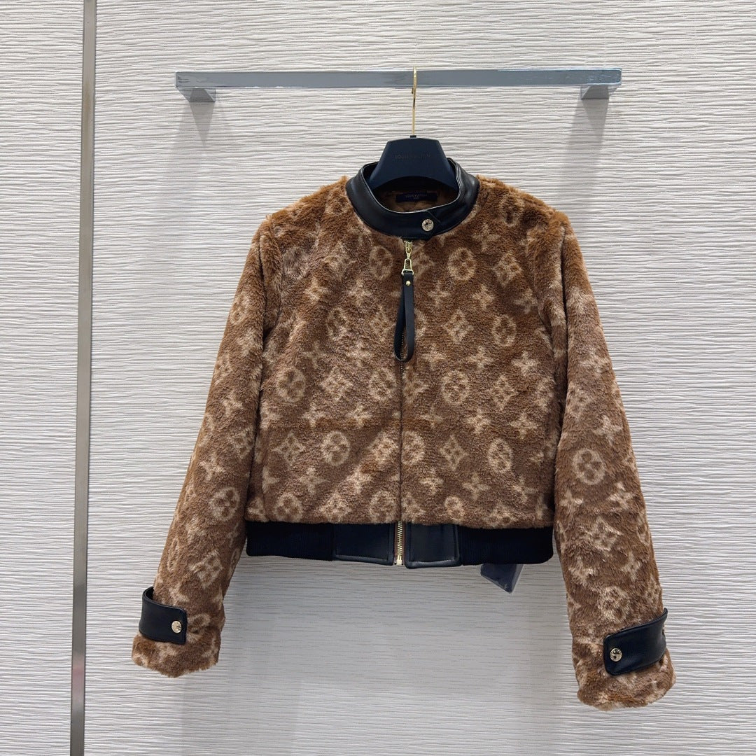 New Fashion Women Monogram Fleece Cropped Jacket XC1326091126