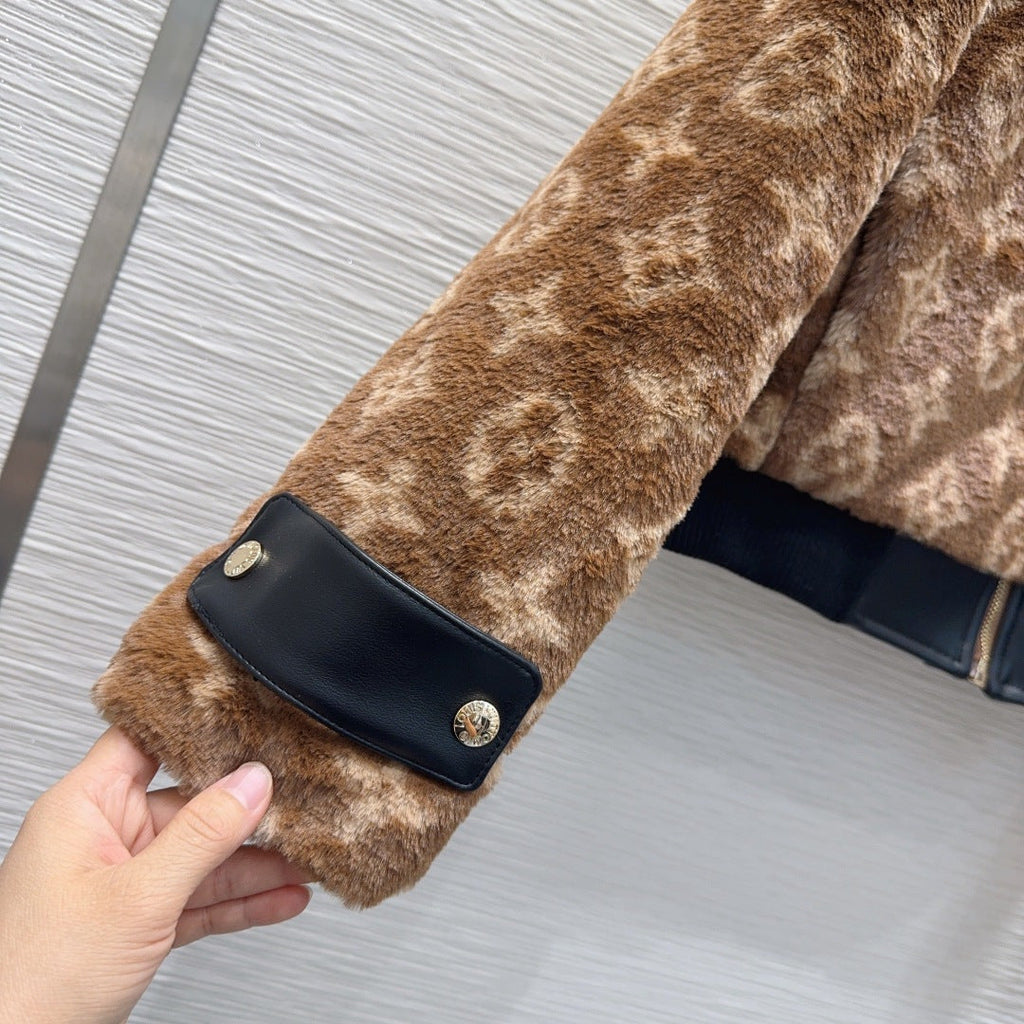 New Fashion Women Monogram Fleece Cropped Jacket XC1326091126