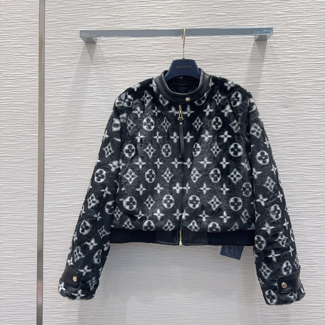 New Fashion Women Monogram Fleece Cropped Jacket XC1326091126