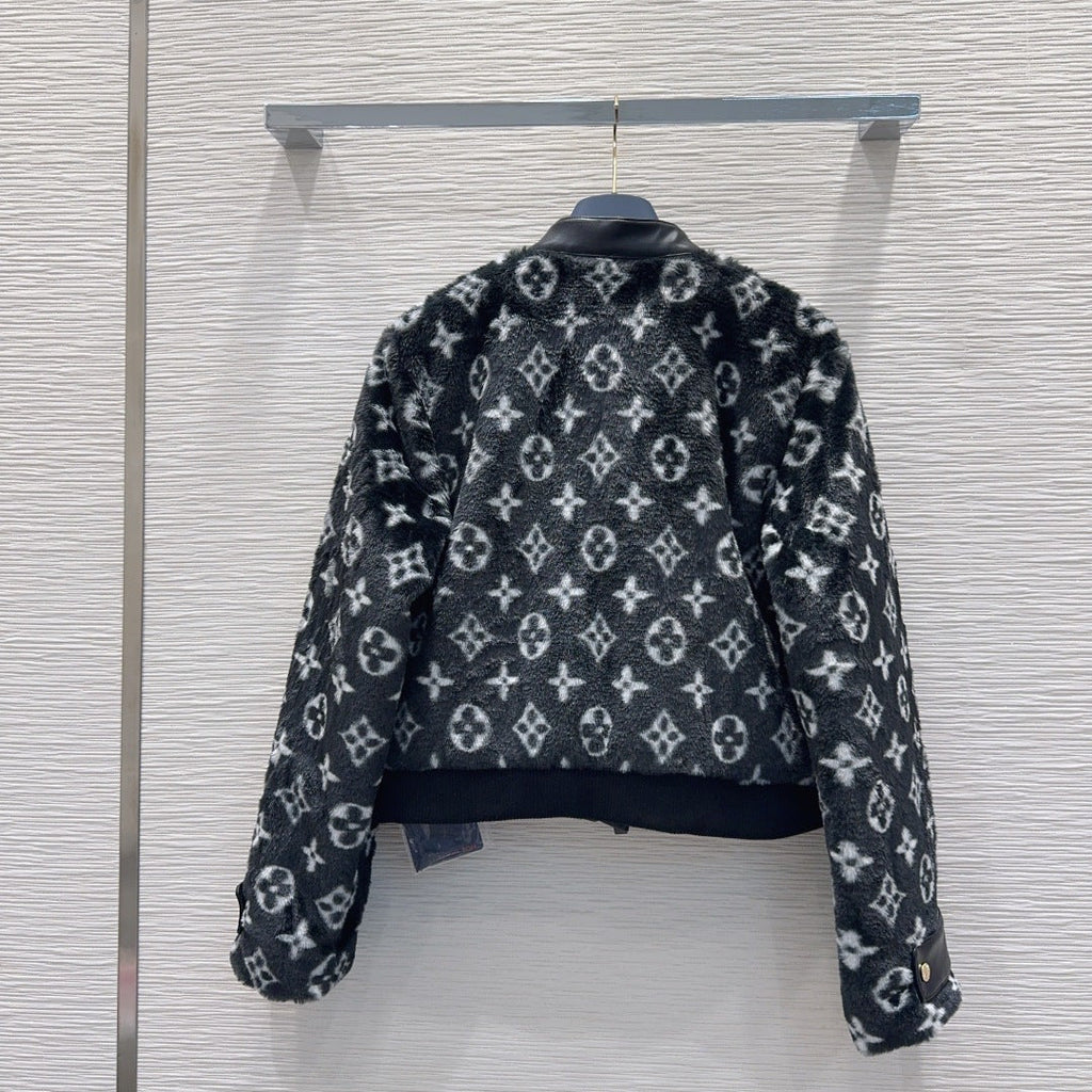 New Fashion Women Monogram Fleece Cropped Jacket XC1326091126