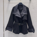 New Fashion Women Monogram Panel Waist Belt Short Trench Coat XC1326091127