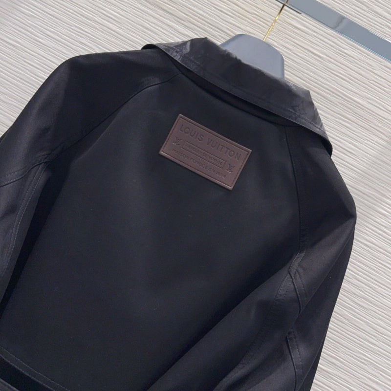New Fashion Women Monogram Panel Waist Belt Short Trench Coat XC1326091127