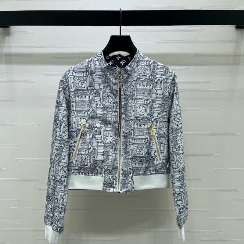 New Fashion Women Reversible Monogram Baseball Jacket DM1326091416