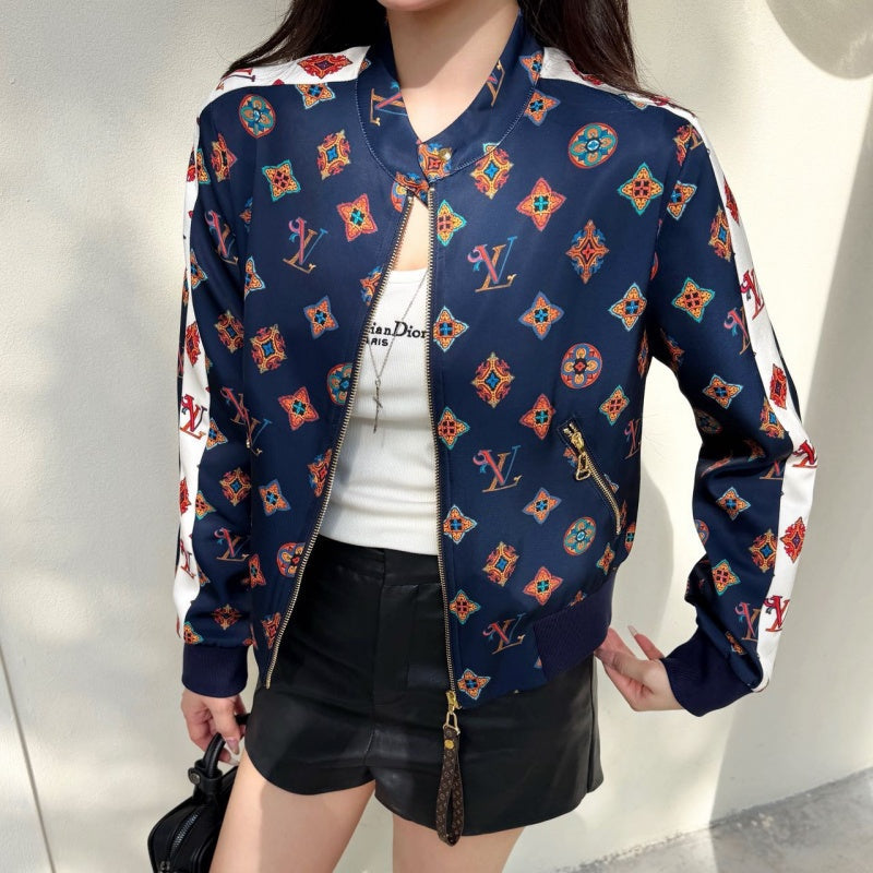 New Fashion Women Reversible Printed Stand Collar Jacket DM1326091417