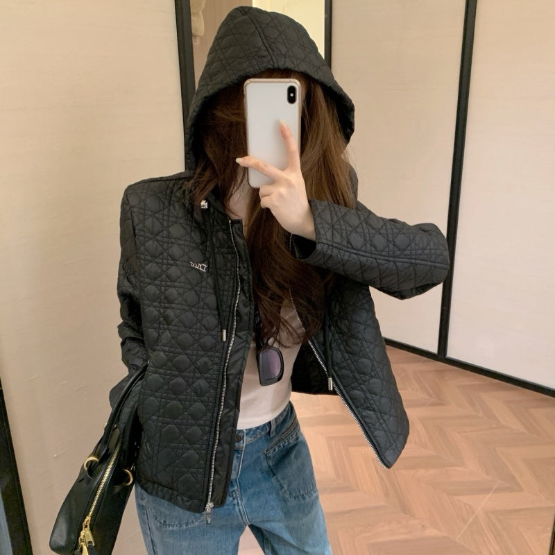 New Stylish Women's DIO Hooded Quilted Short Jacket CQQ1326091707